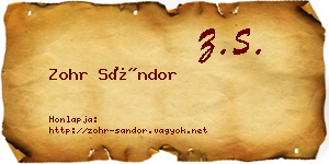 Zohr Sándor névjegykártya